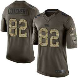 Glued Nike Carolina Panthers #82 Jerricho Cotchery Men's Green Salute to Service NFL Limited Jersey