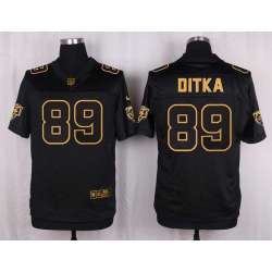 Glued Nike Chicago Bears #89 Mike Ditka Black Pro Line Gold Collection Elite Jersey