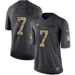 Glued Nike Cleveland Browns #7 DeShone Kizer Anthracite Salute to Service Limited Jersey
