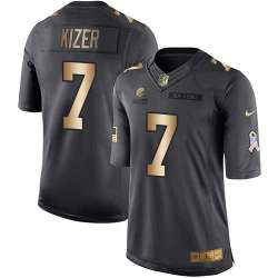 Glued Nike Cleveland Browns #7 DeShone Kizer Black Men's NFL Golden Salute To Service Limited Jersey