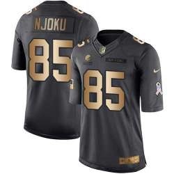 Glued Nike Cleveland Browns #85 David Njoku Black Men\'s NFL Golden Salute To Service Limited Jersey