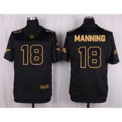 Glued Nike Denver Broncos #18 Peyton Manning Pro Line Black Gold Collection Elite Jersey