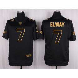 Glued Nike Denver Broncos #7 John Elway Pro Line Black Gold Collection Elite Jersey