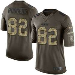 Glued Nike Green Bay Packers #82 Richard Rodgers Men's Green Salute to Service NFL Limited Jersey