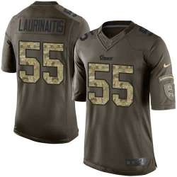 Glued Nike Los Angeles Rams #55 James Laurinaitis Men\'s Green Salute to Service NFL Limited Jersey