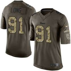 Glued Nike Los Angeles Rams #91 Chris Long Men\'s Green Salute to Service NFL Limited Jersey