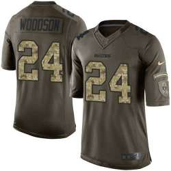Glued Nike Oakland Raiders #24 Charles Woodson Men's Green Salute to Service NFL Limited Jersey