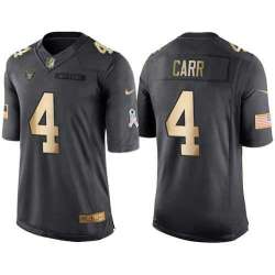 Glued Nike Oakland Raiders #4 Derek Carr Black Men's NFL Golden Salute To Service Limited Jersey