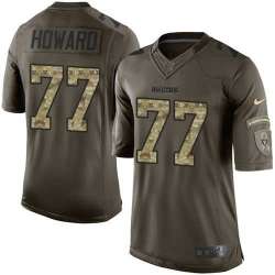 Glued Nike Oakland Raiders #77 Austin Howard Men's Green Salute to Service NFL Limited Jersey