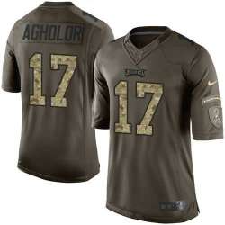 Glued Nike Philadelphia Eagles #17 Nelson Agholor Men's Green Salute to Service NFL Limited Jersey