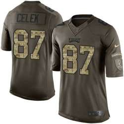 Glued Nike Philadelphia Eagles #87 Brent Celek Men's Green Salute to Service NFL Limited Jersey