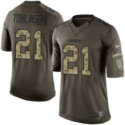 Glued Nike San Diego Chargers #21 LaDainian Tomlinson Men's Green Salute to Service NFL Limited Jersey