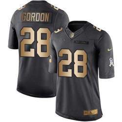 Glued Nike San Diego Chargers #28 Melvin Gordon Black Men's NFL Golden Salute To Service Limited Jersey