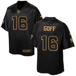 Glued Nike St. Louis Rams #16 Jared Goff Black Men's NFL Elite Pro Line Gold Collection Jersey