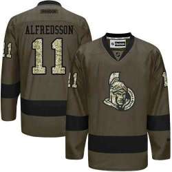 Glued Ottawa Senators #11 Daniel Alfredsson Green Salute to Service NHL Jersey
