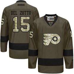 Glued Philadelphia Flyers #15 Michael Del Zotto Green Salute to Service NHL Jersey