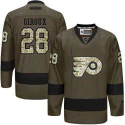 Glued Philadelphia Flyers #28 Claude Giroux Green Salute to Service NHL Jersey