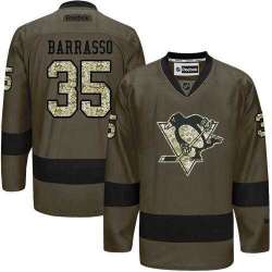 Glued Pittsburgh Penguins #35 Tom Barrasso Green Salute to Service NHL Jersey