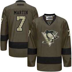 Glued Pittsburgh Penguins #7 Paul Martin Green Salute to Service NHL Jersey