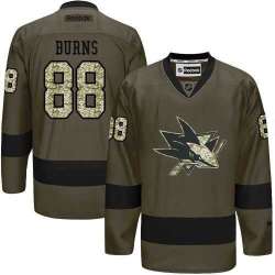 Glued San Jose Sharks #88 Brent Burns Green Salute to Service NHL Jersey