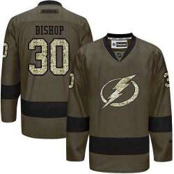 Glued Tampa Bay Lightning #30 Ben Bishop Green Salute to Service NHL Jersey