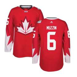 Glued Team Canada #6 Jake Muzzin 2016 World Cup of Hockey Olympics Game Red Jersey