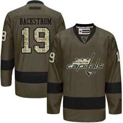Glued Washington Capitals #19 Nicklas Backstrom Green Salute to Service NHL Jersey