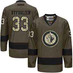 Glued Winnipeg Jets #33 Dustin Byfuglien Green Salute to Service NHL Jersey