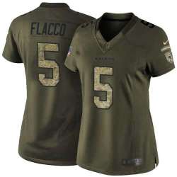 Glued Women Nike Baltimore Ravens #5 Joe Flacco Green Salute to Service NFL Limited Jersey