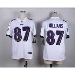 Glued Women Nike Baltimore Ravens #87 Williams White Team Color Game Jersey WEM