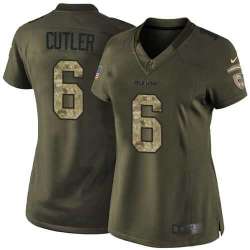Glued Women Nike Chicago Bears #6 Jay Cutler Green Salute to Service NFL Limited Jersey