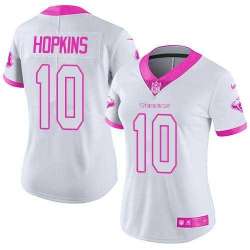 Glued Women Nike Houston Texans #10 DeAndre Hopkins White Pink Rush Limited Jersey
