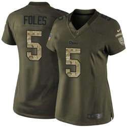 Glued Women Nike Los Angeles Rams #5 Nick Foles Green Salute to Service NFL Limited Jersey