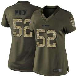 Glued Women Nike Oakland Raiders #52 Khalil Mack Green Salute to Service NFL Limited Jersey
