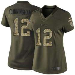 Glued Women Nike Philadelphia Eagles #12 Randall Cunningham Green Salute to Service NFL Limited Jersey