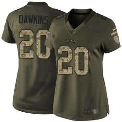 Glued Women Nike Philadelphia Eagles #20 Brian Dawkins Green Salute to Service NFL Limited Jersey