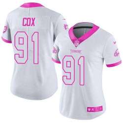 Glued Women Nike Philadelphia Eagles #91 Fletcher Cox White Pink Rush Limited Jersey
