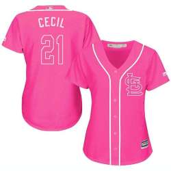 Glued Women's St. Louis Cardinals #21 Brett Cecil Pink New Cool Base Jersey WEM