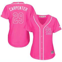 Glued Women's St. Louis Cardinals #29 Chris Carpenter Pink New Cool Base Jersey WEM
