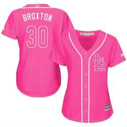 Glued Women's St. Louis Cardinals #30 Jonathan Broxton Pink New Cool Base Jersey WEM