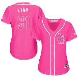 Glued Women's St. Louis Cardinals #31 Lance Lynn Pink New Cool Base Jersey WEM