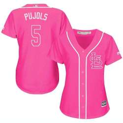 Glued Women's St. Louis Cardinals #5 Albert Pujols Pink New Cool Base Jersey WEM