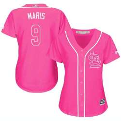 Glued Women's St. Louis Cardinals #9 Roger Maris Pink New Cool Base Jersey WEM