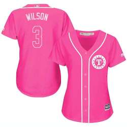 Glued Women's Texas Rangers #3 C.J. Wilson Pink New Cool Base Jersey WEM