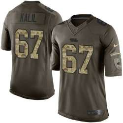 Glued Youth Nike Carolina Panthers #67 Ryan Kalil Green Salute to Service NFL Limited Jersey