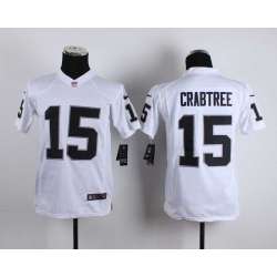 Glued Youth Nike Oakland Raiders #15 Michael Crabtree White Team Color Game Jersey WEM