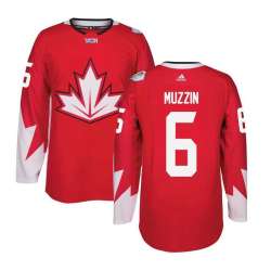 Glued Youth Team Canada #6 Jake Muzzin 2016 World Cup of Hockey Olympics Game Red Jersey