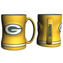 Green Bay Packers Coffee Mug - 14oz Sculpted Relief - Yellow