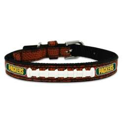 Green Bay Packers Pet Collar Classic Football Leather Size Toy