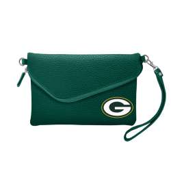 Green Bay Packers Purse Pebble Fold Over Crossbody Green - Special Order